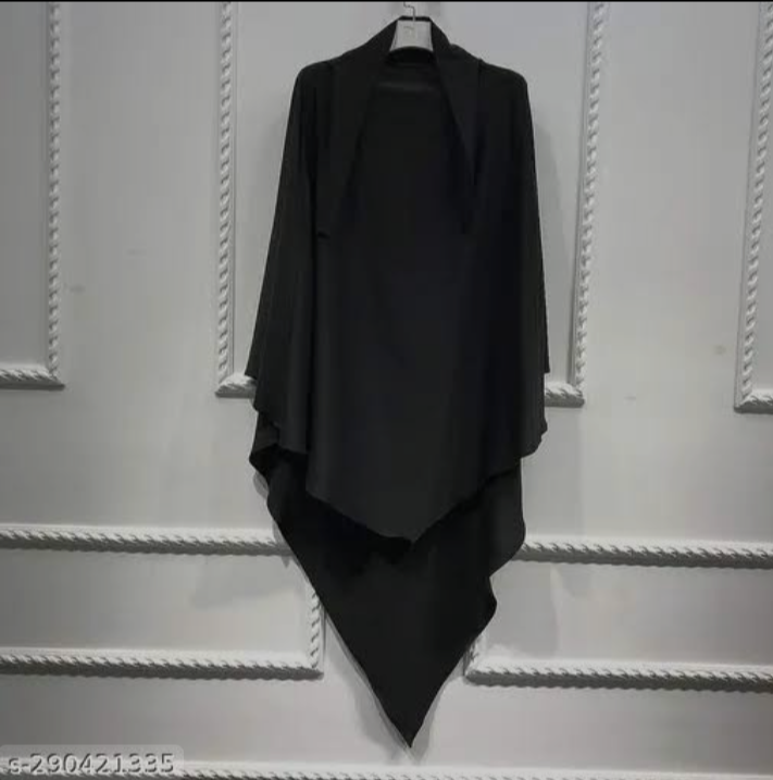 SINGLE LAYER KHIMAR WITH FREE NAQAB BLACK