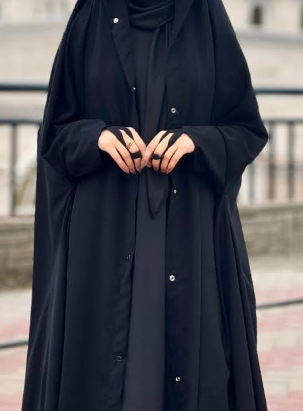 IRAQI BUTTON ABAYA IN IMPORTED NIDA FABRIC