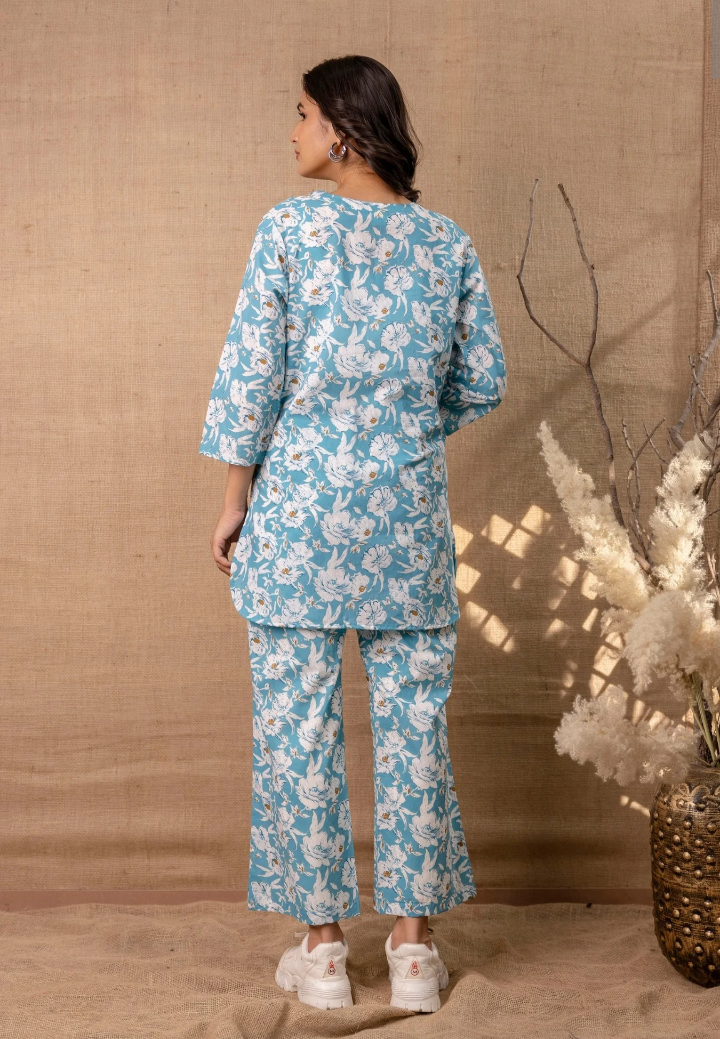 2 PC CO-ORD SET BLUE FLORAL