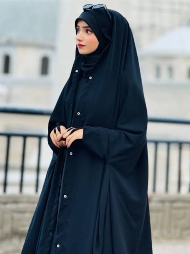 IRAQI BUTTON ABAYA IN IMPORTED NIDA FABRIC