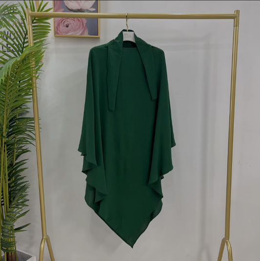SINGLE LAYER KHIMAR WITH FREE NAQAB DARK GREEN