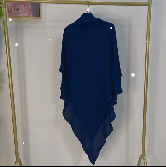 SINGLE LAYER KHIMAR WITH FREE NAQAB NAVY BLUE