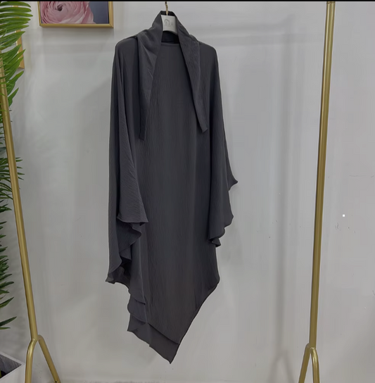 SINGLE LAYER KHIMAR WITH FREE NAQAB GRAY