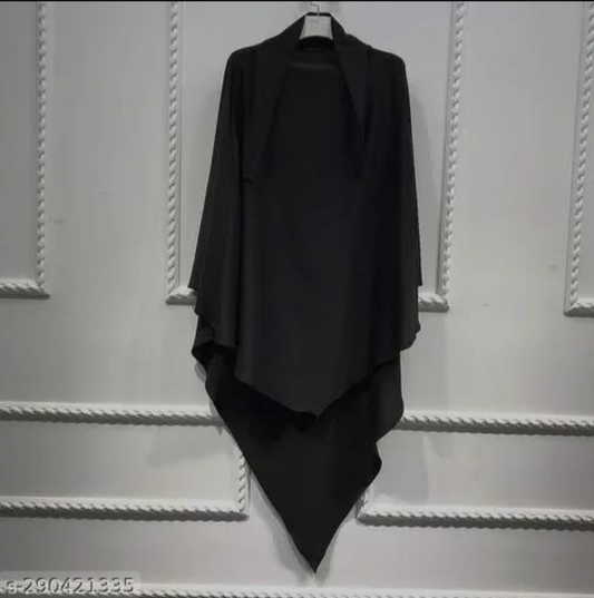 SINGLE LAYER KHIMAR WITH FREE NAQAB BLACK
