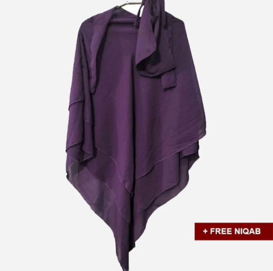 SINGLE LAYER KHIMAR WITH FREE NAQAB DARK PURPLE