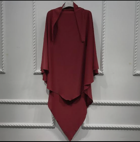 SINGLE LAYER KHIMAR WITH FREE NAQAB MAROON