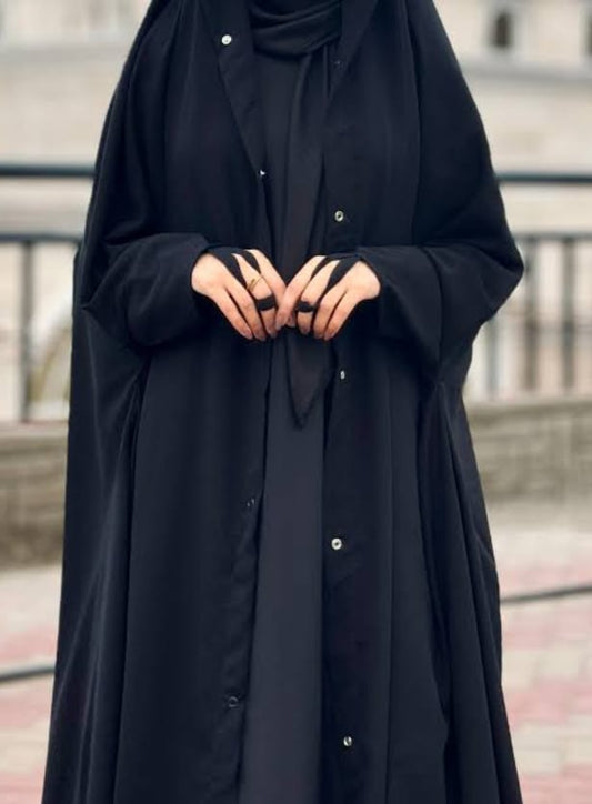 IRAQI BUTTON ABAYA IN IMPORTED NIDA FABRIC