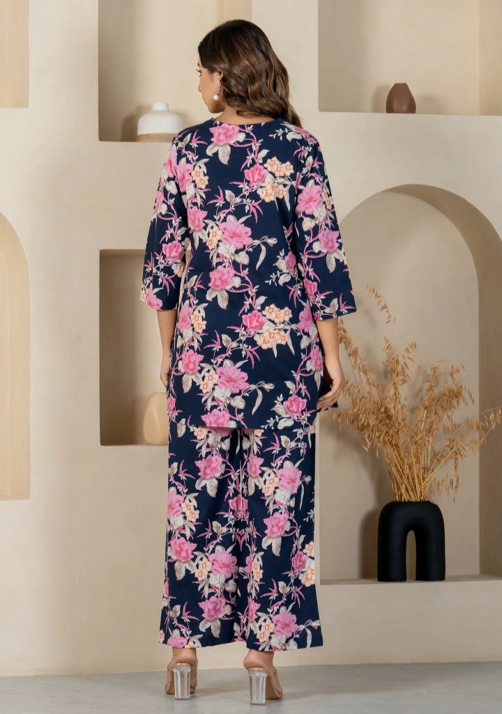 2 PC CO-ORD SET NAVY BLUE FLORAL