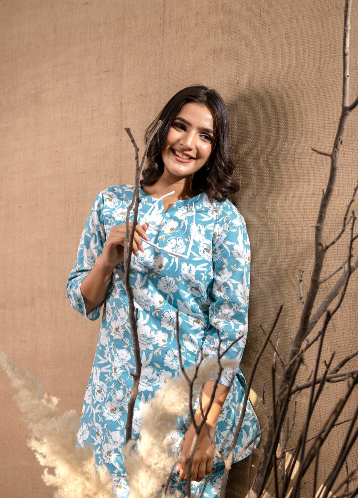 2 PC CO-ORD SET BLUE FLORAL