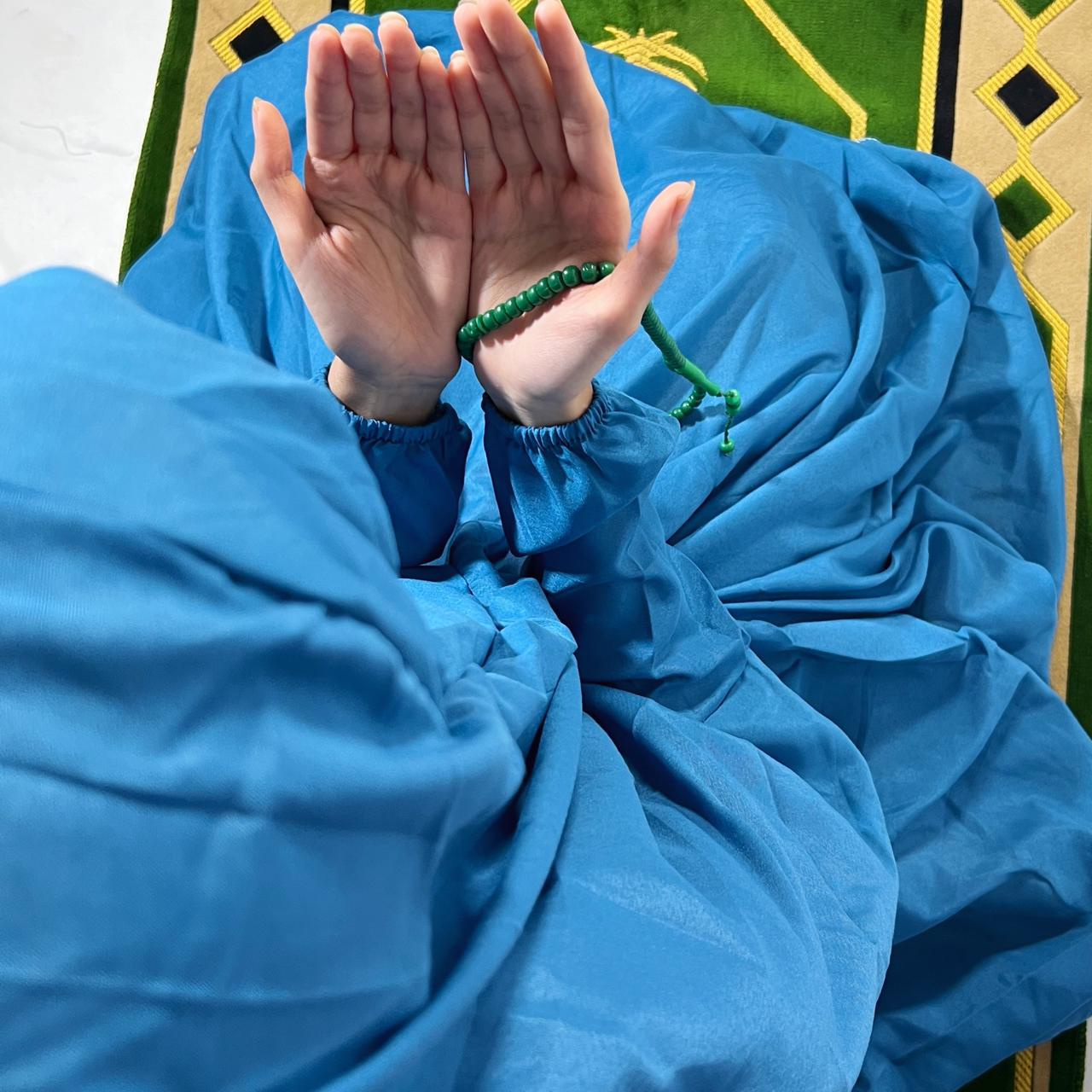 Plain teal blue namaz chaddar